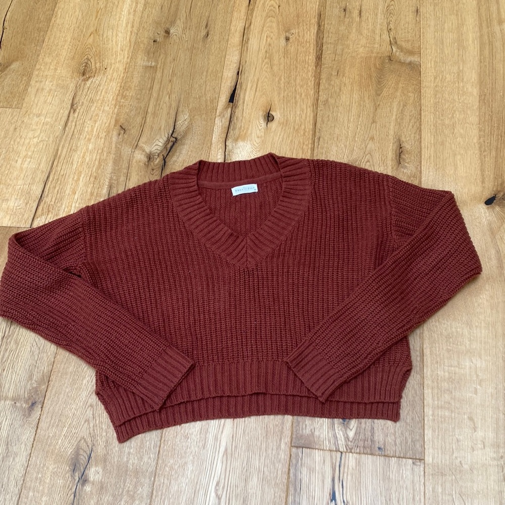 Full Tilt Cropped V Neck Sweater